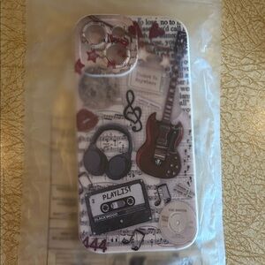 Red Guitar Music-Themed IPhone 15 Phone Case